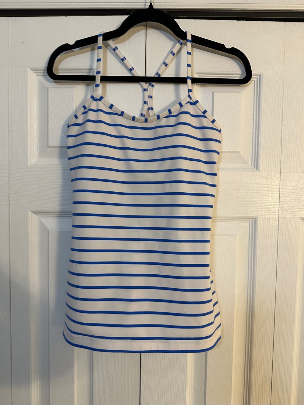 lululemon athletica White and Blue Striped Racerback Tank